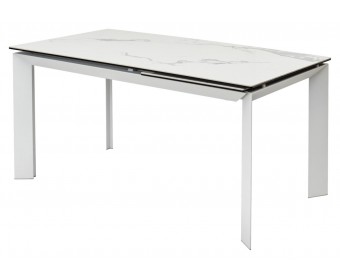 Стол КРЕМОНА (CREMONA) 140 цвет БЕЛЫЙ МРАМОР ГЛЯНЦ (HIGH GLOSS STATUARIO), керамика/ БЕЛЫЙ, ®DISAUR
