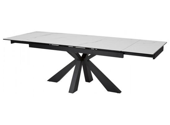 Стол ALEZIO 160 BIANCO TL-45 Белый мрамор матовый, испанская керамика/ черный каркас, ®DISAUR