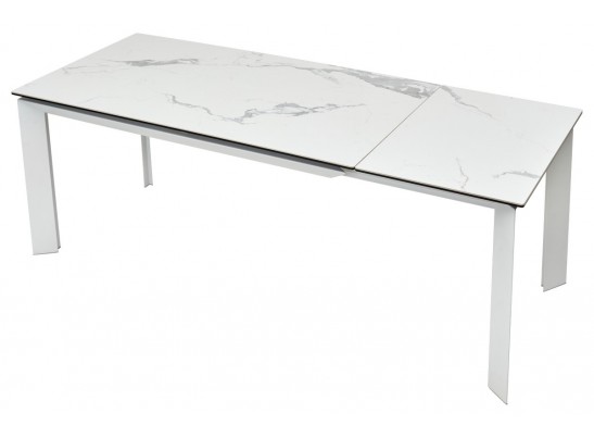 Стол КРЕМОНА (CREMONA) 140 цвет БЕЛЫЙ МРАМОР ГЛЯНЦ (HIGH GLOSS STATUARIO), керамика/ БЕЛЫЙ, ®DISAUR