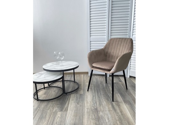 Стул ALABAMA BLUVEL-40 BEIGE, велюр / черный каркас 
