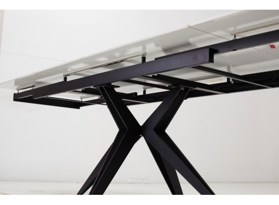 Стол FORIO 160 MATT WHITE MARBLE SOLID CERAMIC / BLACK, ®DISAUR