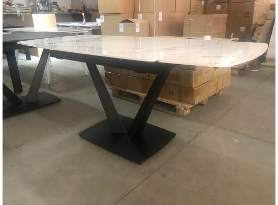 Стол ALATRI 120 GLOSS STATUARIO WHITE SINTERED STONE / BLACK 