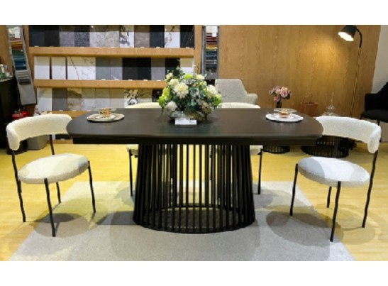 Стол DESIO 180 PURE BLACK SOLID CERAMIC Черный мрамор матовый, керамика/Черный каркас, ®DISAUR