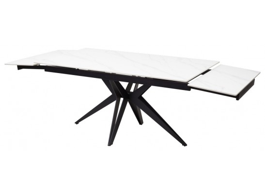 Стол FORIO 160 MATT WHITE MARBLE SOLID CERAMIC / BLACK, ®DISAUR