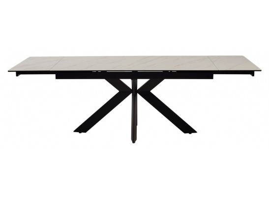 Стол BELLUNO 160 MARBLES KL-99 Белый мрамор матовый, итальянская керамика/ черный каркас, ®DISAUR