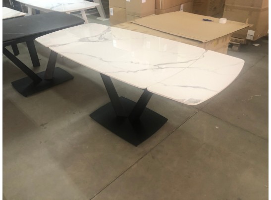 Стол ALATRI 120 GLOSS STATUARIO WHITE SINTERED STONE / BLACK 