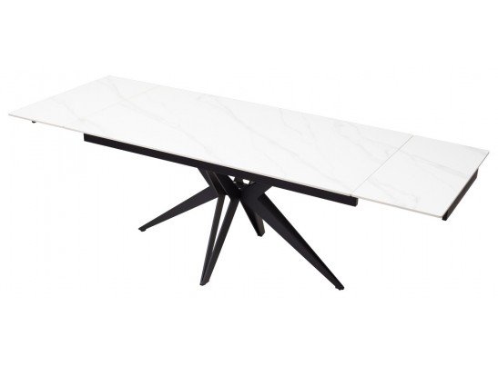 Стол FORIO 160 MATT WHITE MARBLE SOLID CERAMIC / BLACK, ®DISAUR