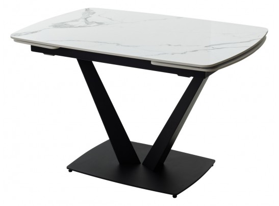 Стол АЛАТРИ (ALATRI) 120 цвет БЕЛЫЙ МРАМОР МАТОВЫЙ (MATT WHITE MARBLE) керамика / ЧЕРНЫЙ, ®DISAUR