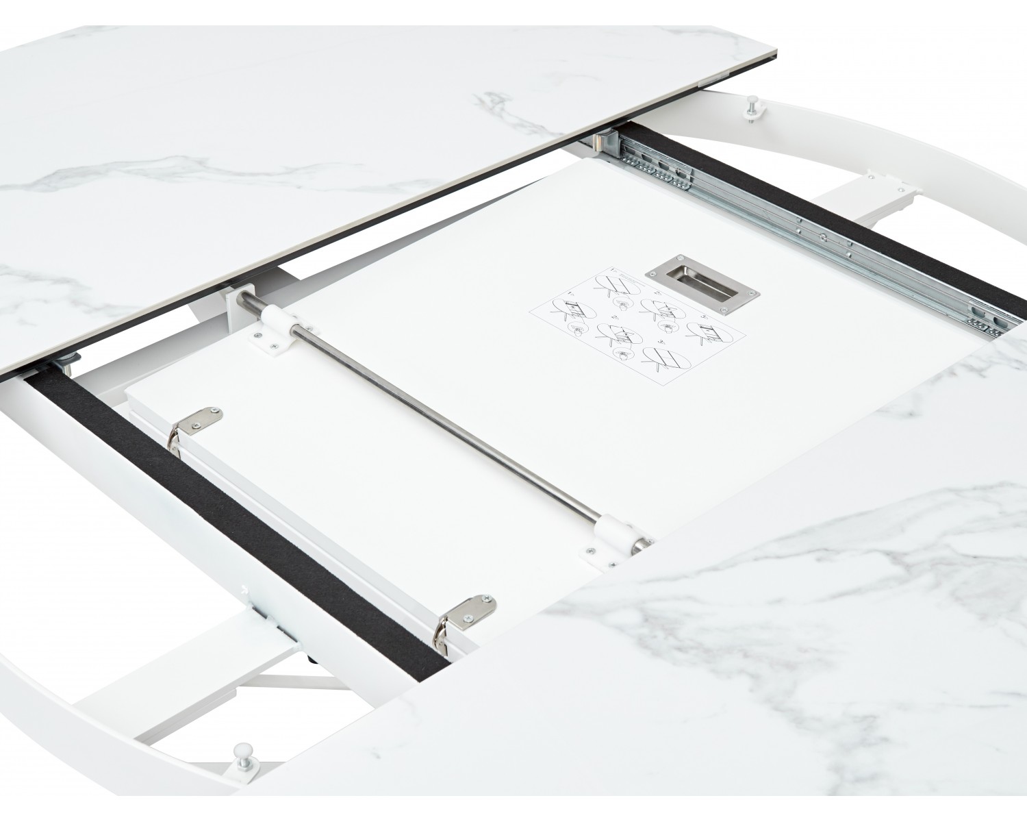 Стол TRENTO 120 HIGH GLOSS STATUARIO Белый мрамор глянцевый, керамика/ белый каркас, ®DISAUR