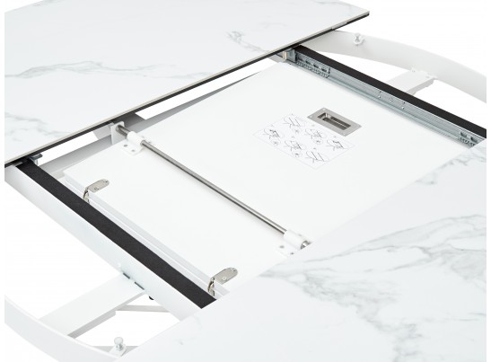 Стол TRENTO 120 HIGH GLOSS STATUARIO Белый мрамор глянцевый, керамика/ белый каркас, ®DISAUR