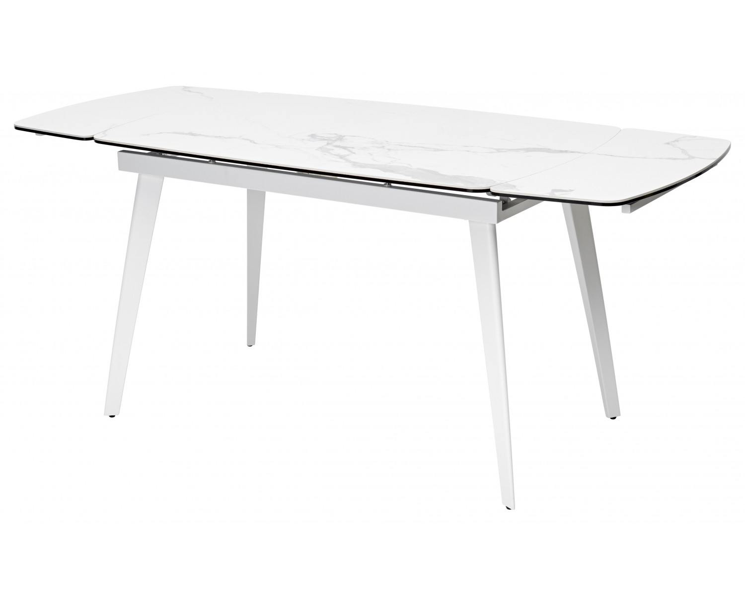 Стол ELIOT 120 HIGH GLOSS STATUARIO Белый мрамор глянцевый, керамика/ белый каркас