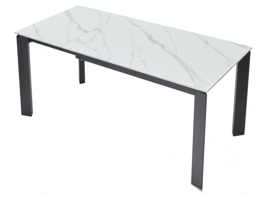 Стол CORNER 120 MATT WHITE MARBLE SOLID CERAMIC / BLACK, ®DISAUR