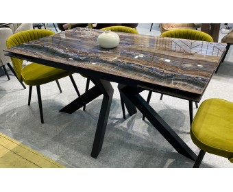 Стол Кентукки 3 140 БЕЛЫЙ МРАМОР, стекло / БЕЛЫЙ
