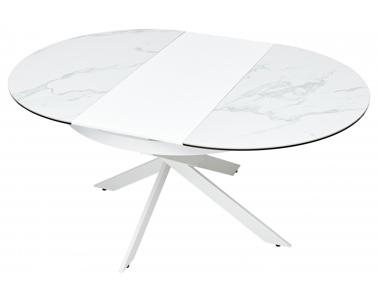 Стол TRENTO 120 HIGH GLOSS STATUARIO Белый мрамор глянцевый, керамика/ белый каркас, ®DISAUR