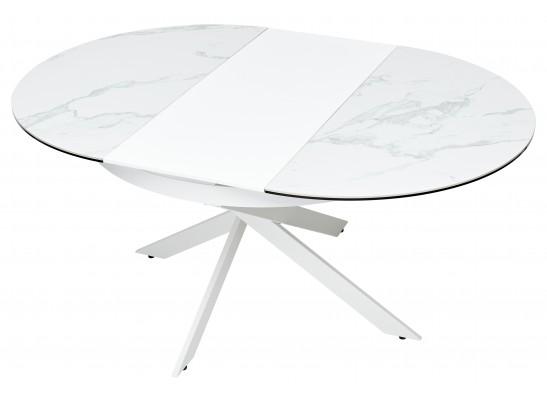 Стол TRENTO 120 HIGH GLOSS STATUARIO Белый мрамор глянцевый, керамика/ белый каркас, ®DISAUR