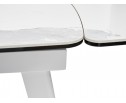 Стол ELIOT 120 HIGH GLOSS STATUARIO Белый мрамор глянцевый, керамика/ белый каркас 