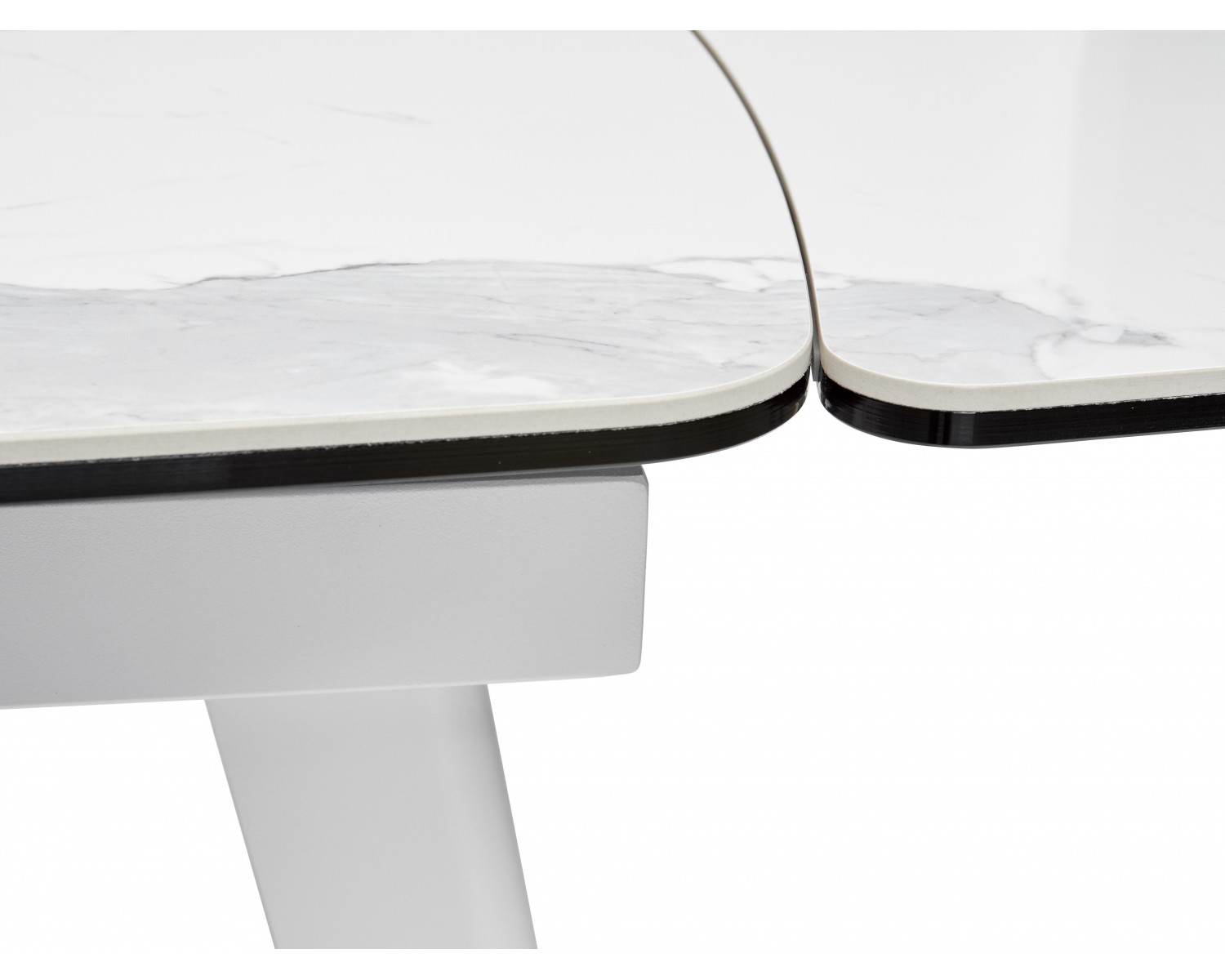 Стол ELIOT 120 HIGH GLOSS STATUARIO Белый мрамор глянцевый, керамика/ белый каркас