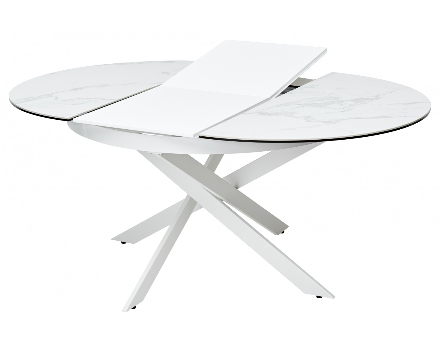 Стол TRENTO 120 HIGH GLOSS STATUARIO Белый мрамор глянцевый, керамика/ белый каркас, ®DISAUR