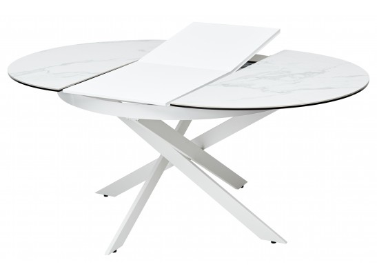 Стол TRENTO 120 HIGH GLOSS STATUARIO Белый мрамор глянцевый, керамика/ белый каркас, ®DISAUR