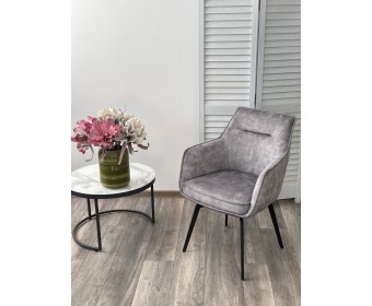 Стул РЕНЛИ (RENLY) 180 град. поворот. 7525-180 Серый, велюр / Черный, ®DISAUR