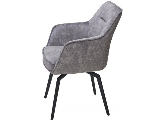 Стул RENLY 180 град. поворот. 7525-180 Серый, велюр / Черный, ®DISAUR