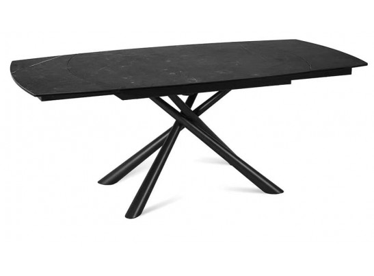 Стол РИВОЛИ (RIVOLI) 140 цвет ЧЕРНЫЙ МРАМОР (MATT BLACK MARBLE SOLID CERAMIC) / ЧЕРНЫЙ, ®DISAUR