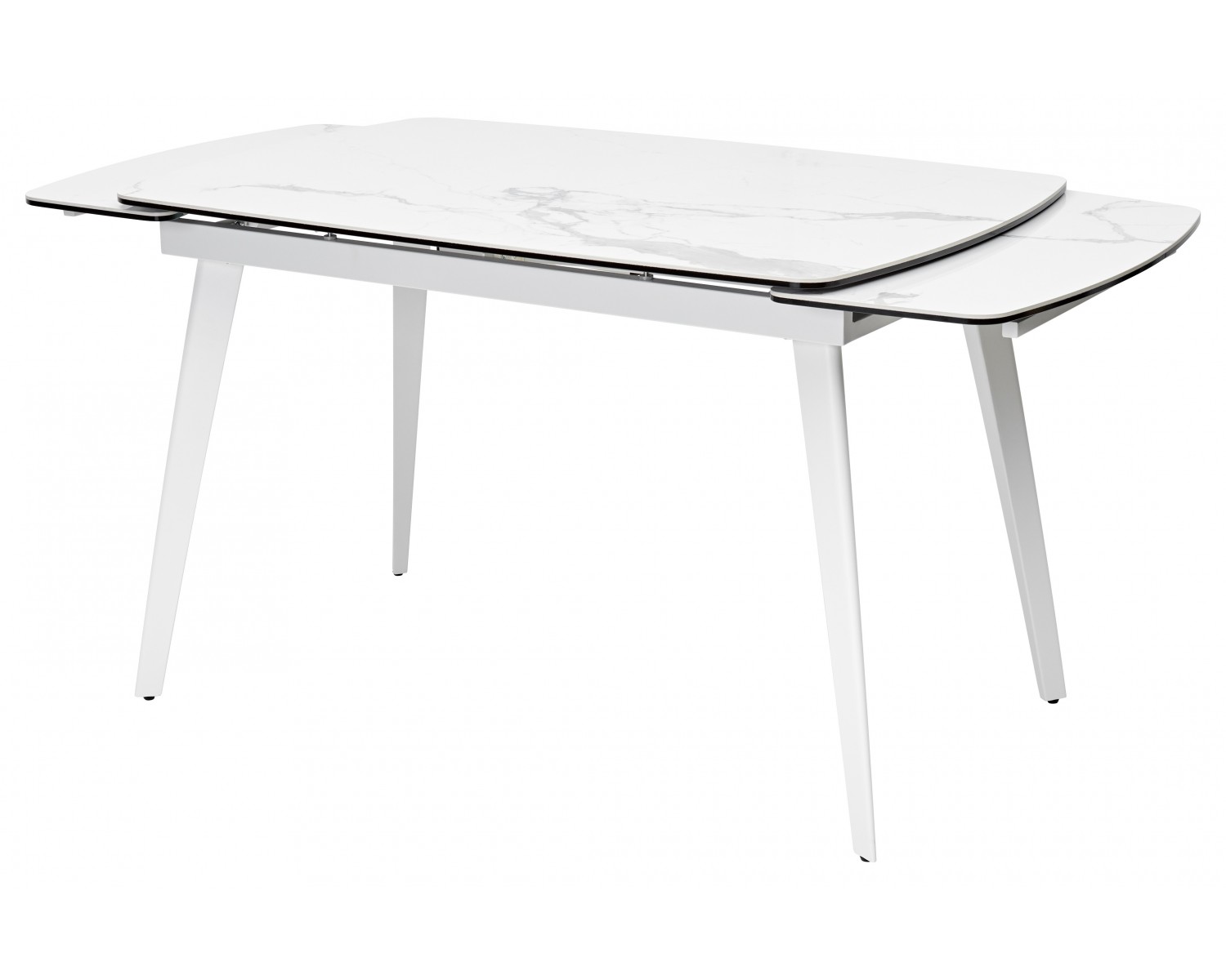 Стол ELIOT 120 HIGH GLOSS STATUARIO Белый мрамор глянцевый, керамика/ белый каркас