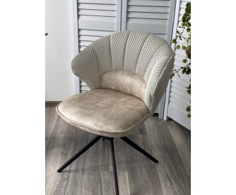 Стул АСТРА (ASTRA) 360 град. поворот Белый Sonic 23 ткань / 7525-01 велюр / черный каркас, ®DISAUR
