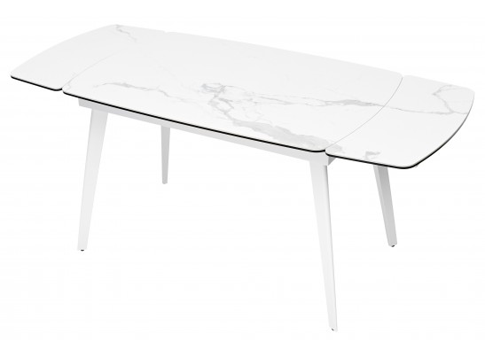 Стол ELIOT 120 HIGH GLOSS STATUARIO Белый мрамор глянцевый, керамика/ белый каркас 