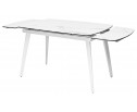 Стол ELIOT 120 HIGH GLOSS STATUARIO Белый мрамор глянцевый, керамика/ белый каркас 
