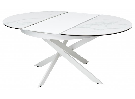 Стол TRENTO 120 HIGH GLOSS STATUARIO Белый мрамор глянцевый, керамика/ белый каркас, ®DISAUR
