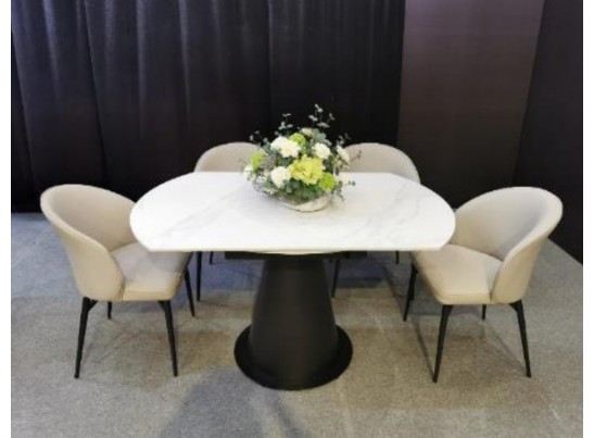 Стол TERAMO 135 GLOSS GRAND JADE SOLID CERAMIC, керамика, поворотн.механизм / Черный каркас, ®DISAUR
