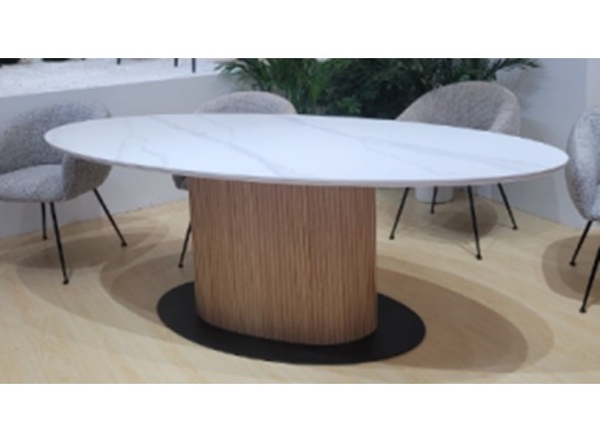 Стол CARY 220 цвет БЕЛЫЙ МРАМОР M326/ Каркас OAK, ®DISAUR