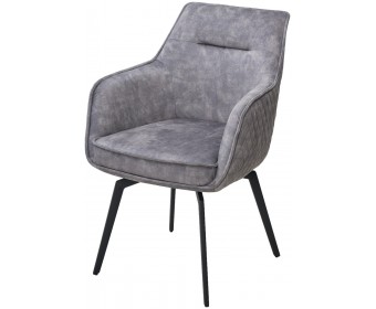 Стул РЕНЛИ (RENLY) 180 град. поворот. 7525-180 Серый, велюр / Черный, ®DISAUR