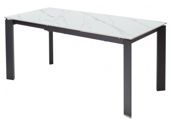 Стол CORNER 120 MATT WHITE MARBLE SOLID CERAMIC / BLACK, ®DISAUR