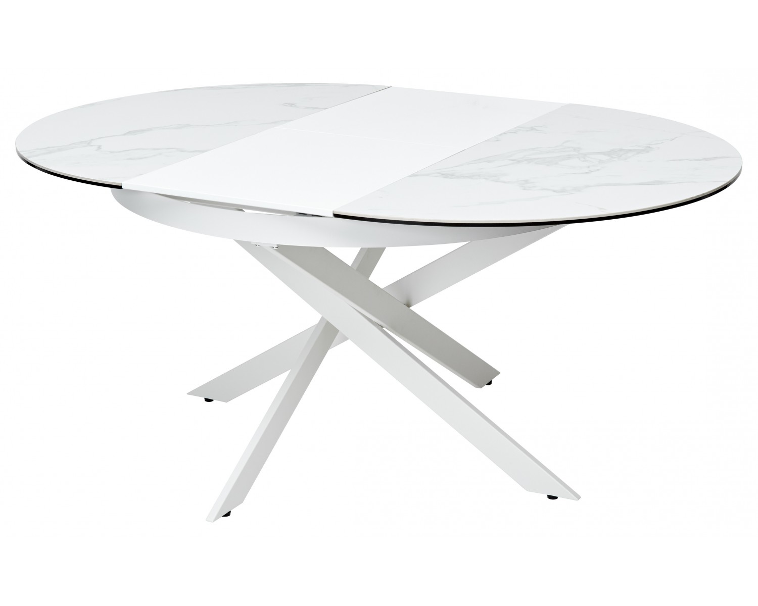 Стол TRENTO 120 HIGH GLOSS STATUARIO Белый мрамор глянцевый, керамика/ белый каркас, ®DISAUR