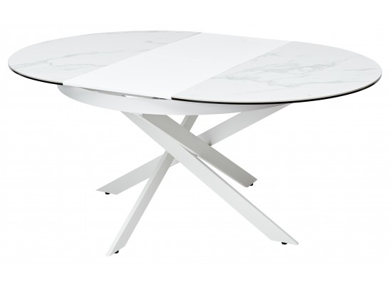 Стол TRENTO 120 HIGH GLOSS STATUARIO Белый мрамор глянцевый, керамика/ белый каркас, ®DISAUR
