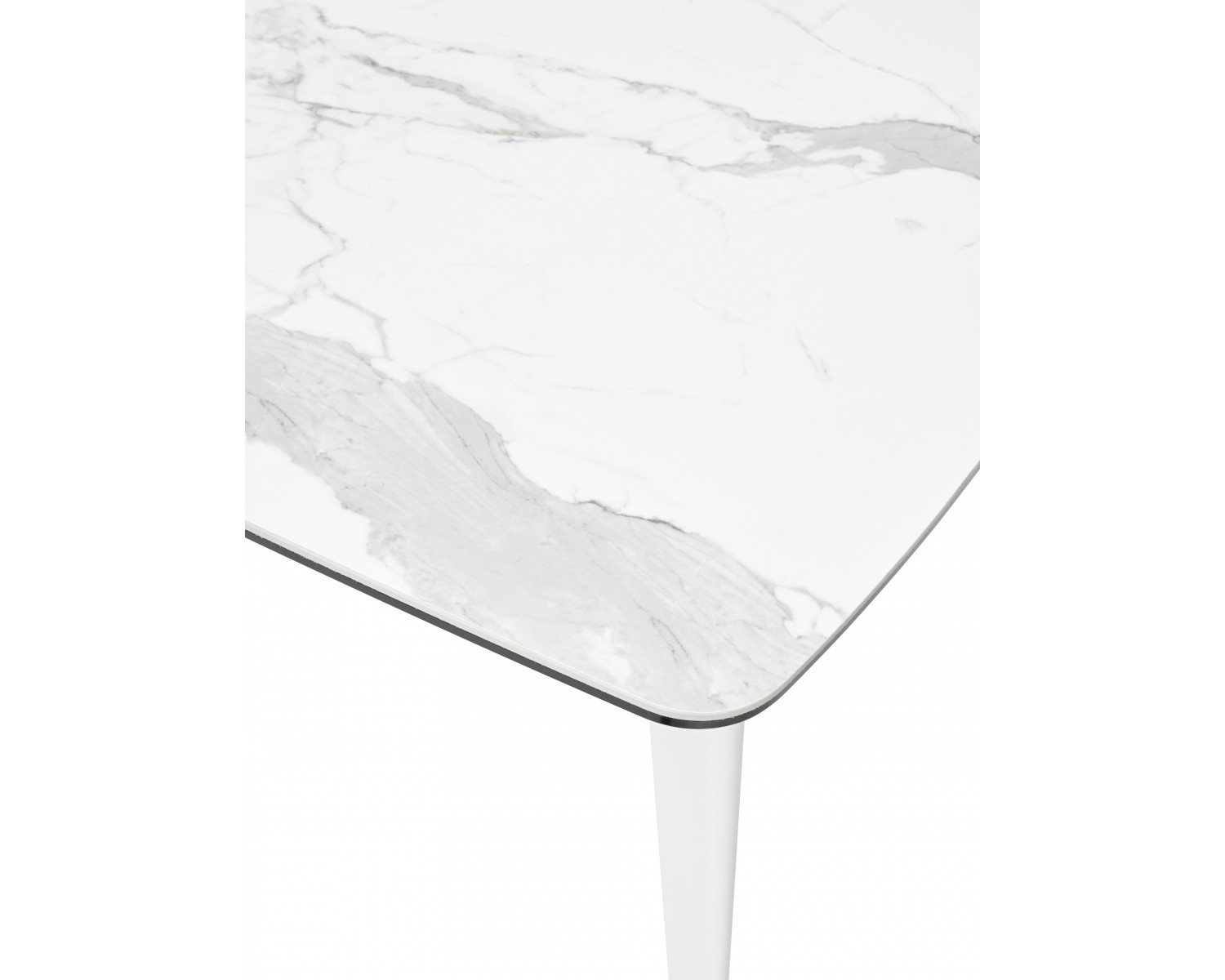 Стол ELIOT 120 HIGH GLOSS STATUARIO Белый мрамор глянцевый, керамика/ белый каркас