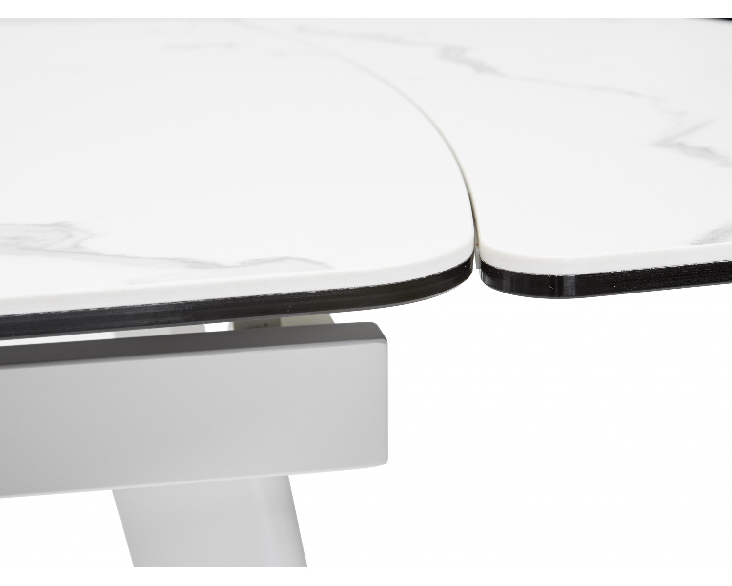 Стол ELIOT 120 HIGH GLOSS STATUARIO Белый мрамор глянцевый, керамика/ белый каркас