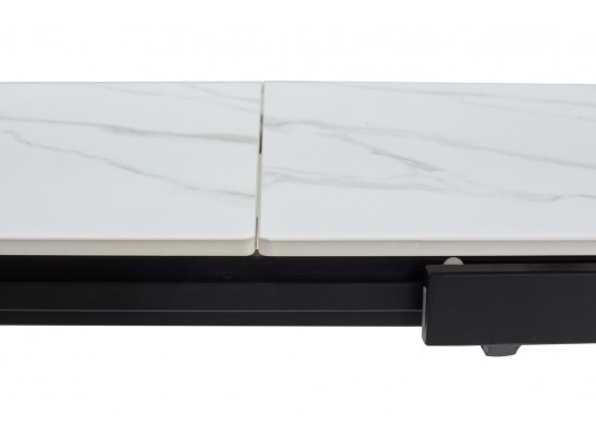 Стол CORNER 120 MATT WHITE MARBLE SOLID CERAMIC / BLACK, ®DISAUR