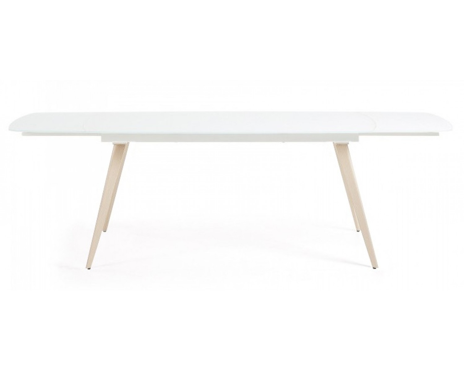 Стол ELIOT 140 Super white glass+Wood