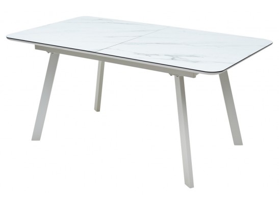Стол ARUBA 160 GREY-WHITE/ WHITE глазурованное стекло 