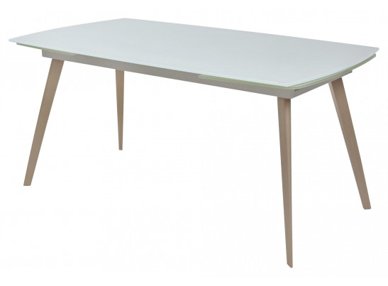 Стол ELIOT 140 Super white glass+Wood 