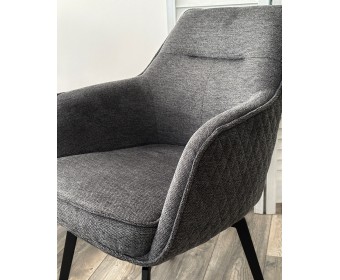 Стул РЕНЛИ (RENLY) 180 град. поворот. цвет Brego-16 Темно-серый, ткань / Черный, ®DISAUR