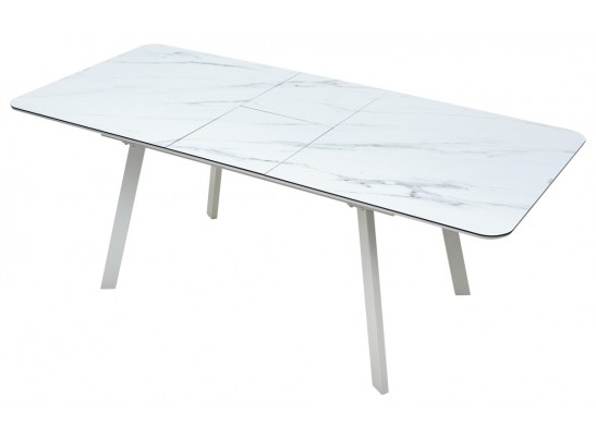 Стол ARUBA 160 GREY-WHITE/ WHITE глазурованное стекло 