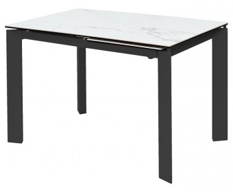 Стол КОРНЕР (CORNER) 120 цвет БЕЛЫЙ МРАМОР (HIGH GLOSS STATUARIO) керамика, стекло/ ЧЕРНЫЙ, ®DISAUR