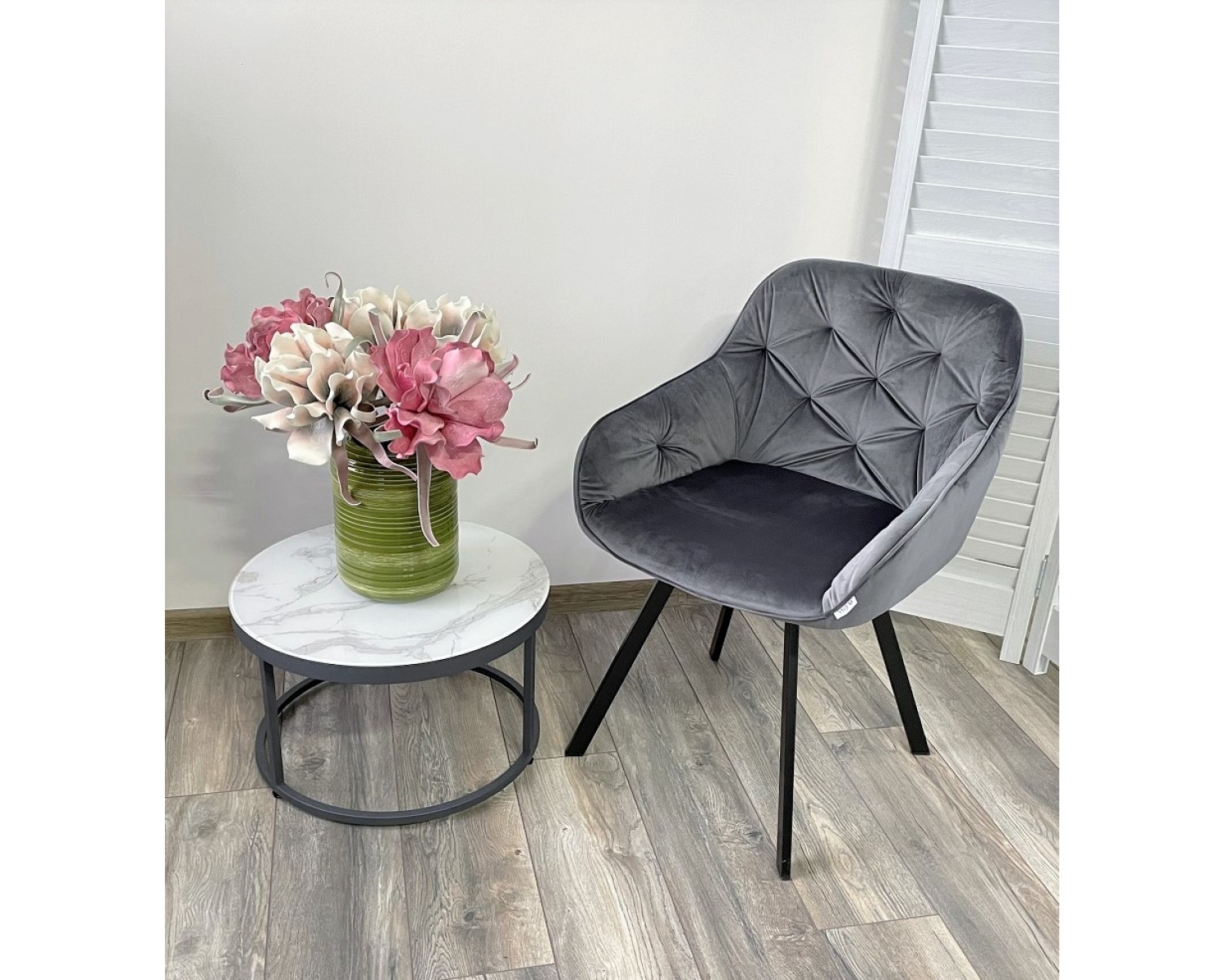 Стул GALE 360 град. поворот. BLUVEL-14 GREY, велюр/ черный каркас,