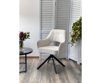 Стул GUARA 180 град. поворот. цвет бежево-белый RAVEN 22 / черный каркас, ®DISAUR