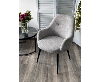Стул СТАМЕН (STAMEN) ткань DAVIS RETRO BLISS 85, цвет серый / черный каркас, ®DISAUR