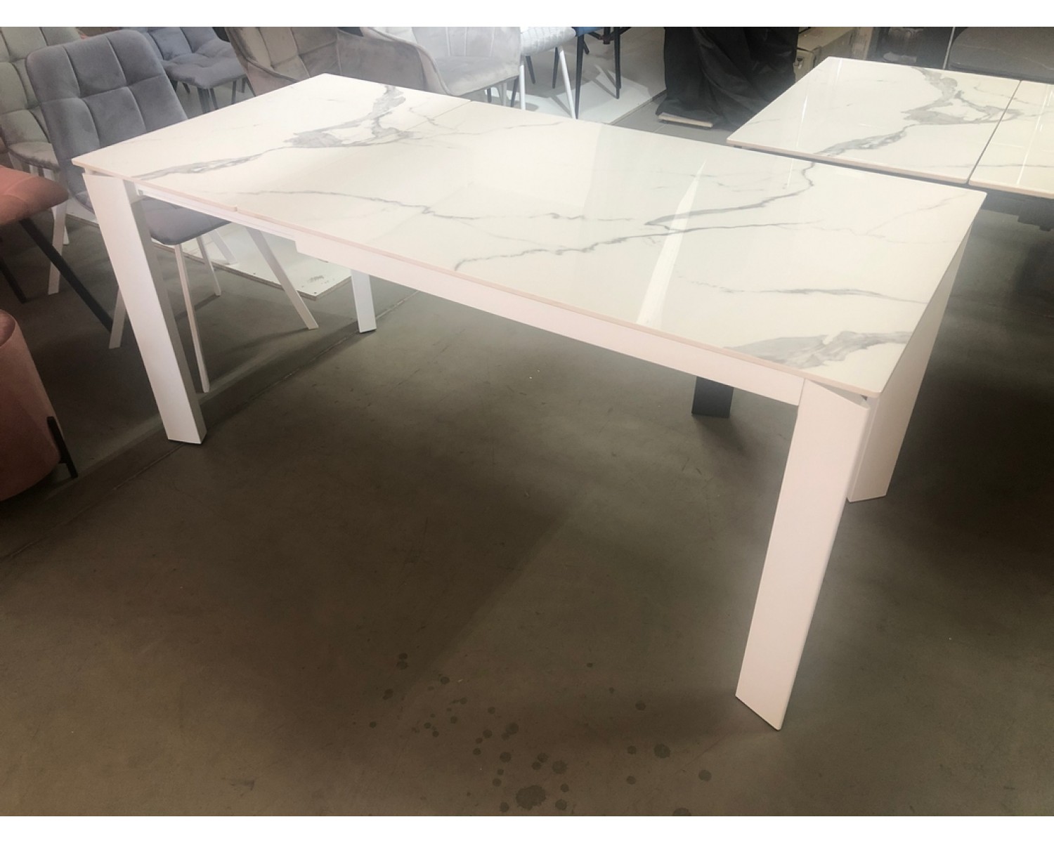 Стол CORNER 120 GLOSS STATUARIO WHITE SINTERED STONE / WHITE